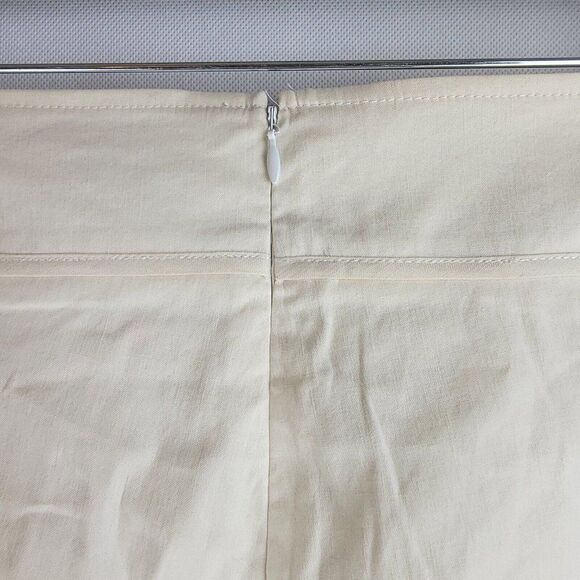 To The Max Women Size 4 Off White Linen Cotton Spandex Zip Casual Pants - Picture 5 of 12